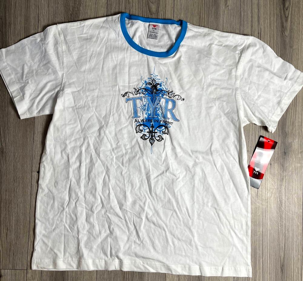 TYR Men's ALWAYS IN FRONT Tshirt Tee Short Sleeve - White - Size XL - $40